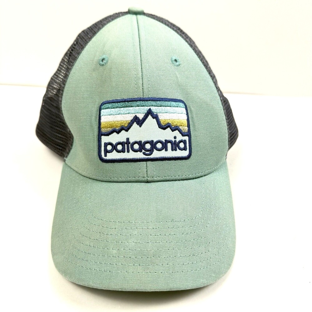 Patagonia Hat Fitz Roy Logo Green Mesh Back Cap Snapback Trucker